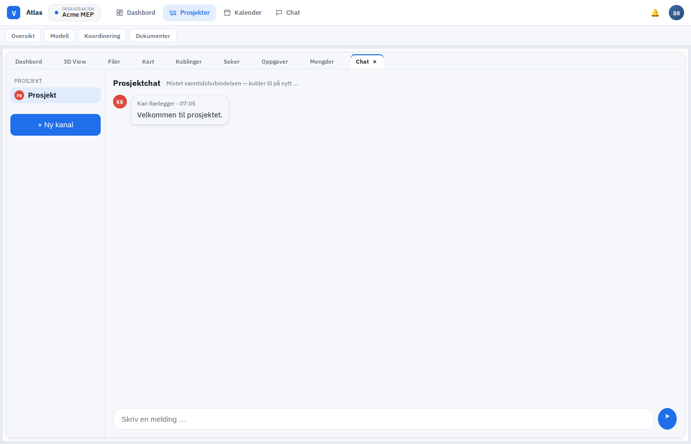Prosjektchat i Atlas